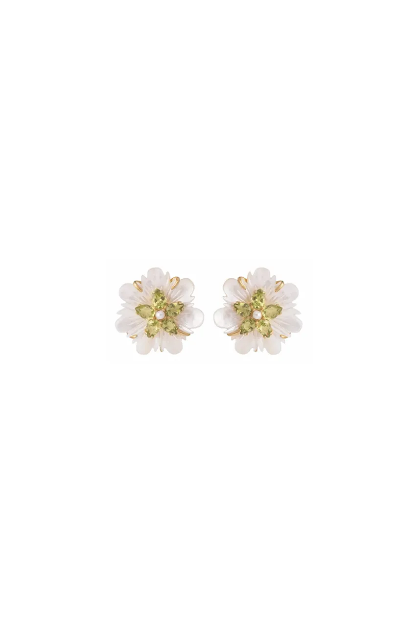 Peridot Flower Earrings