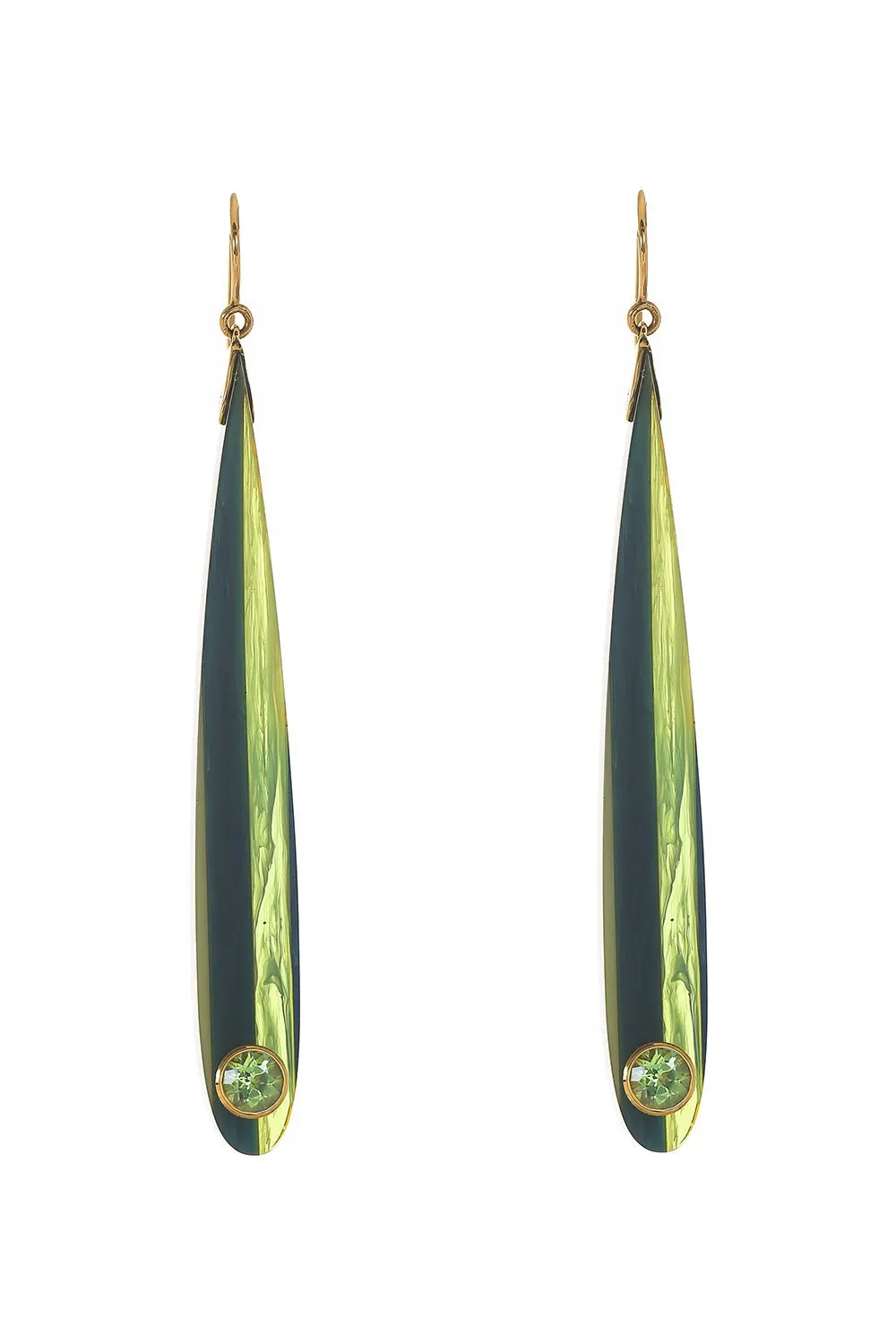 Peridot Green Blue Bakelite Earrings