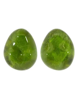 Peridot Pebble Earclips