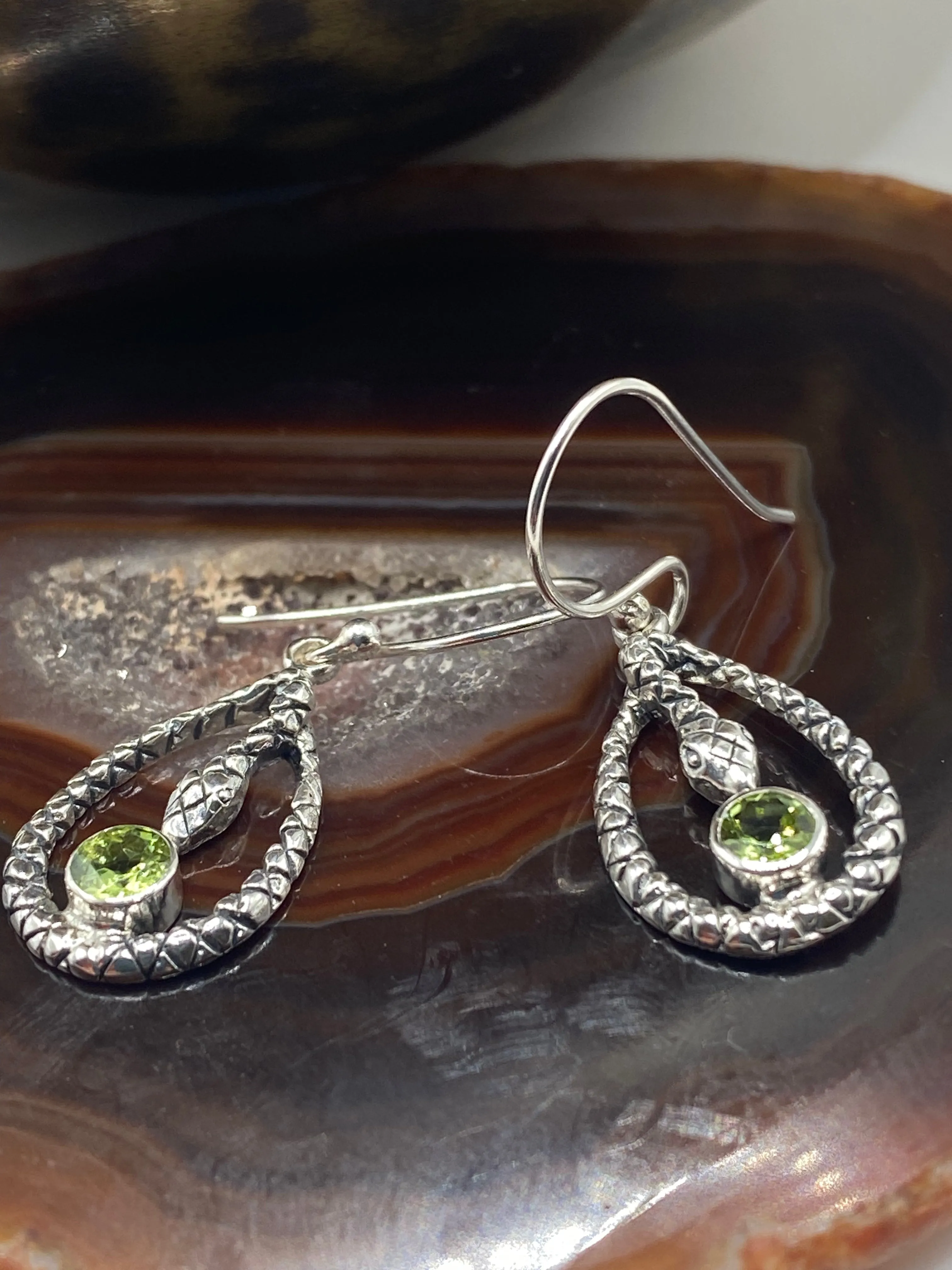 Peridot Snake Earrings
