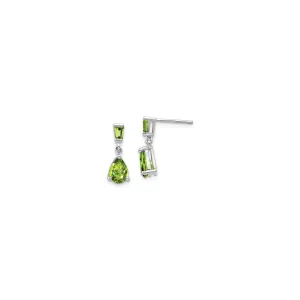 Peridot Teardrop Dangle Earrings (14K)