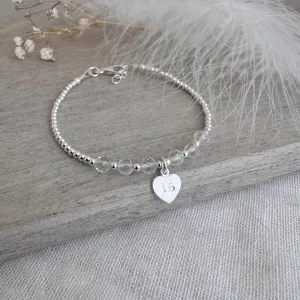Quartz Bracelet for Milestone Birthday, April Birthstone Jewellery in Sterling Silver