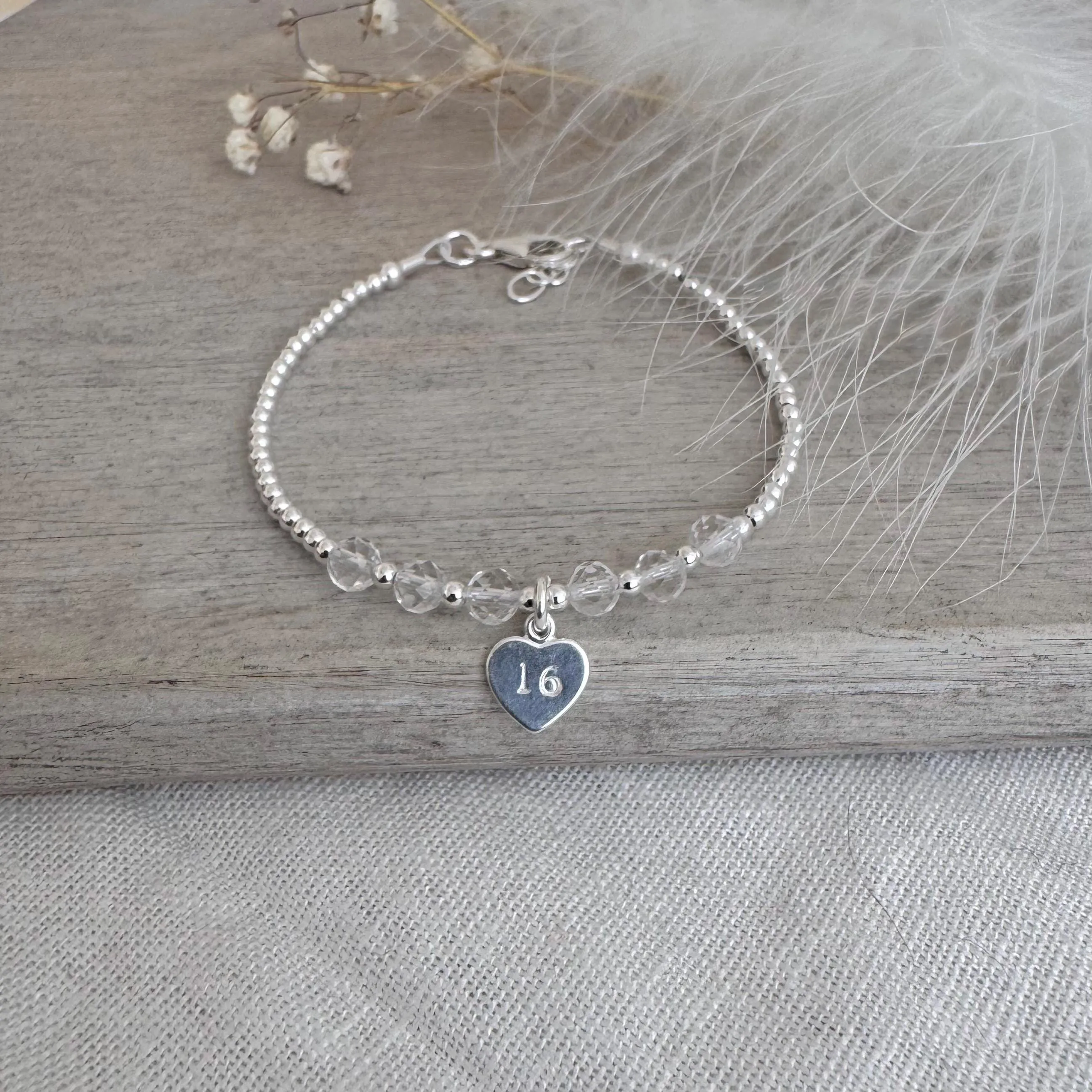 Quartz Bracelet for Milestone Birthday, April Birthstone Jewellery in Sterling Silver