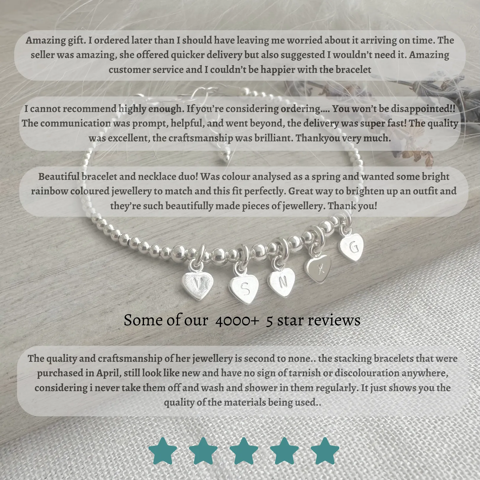 Rock Quartz Bracelet Set made with April Birthstone and Sterling Silver, April Birthday Gift for Women