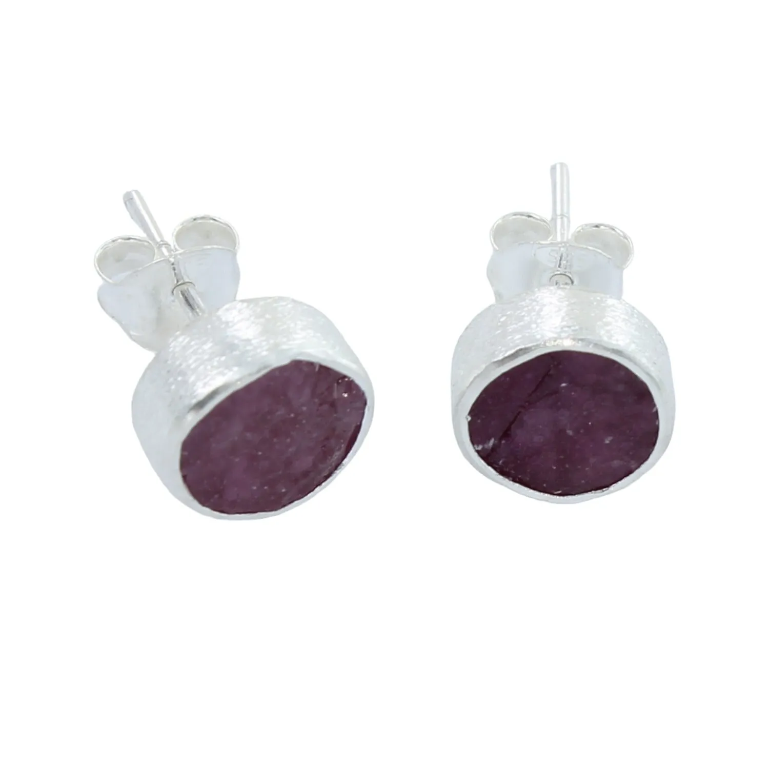 Rough Stone Stud Earrings in Sterling Silver