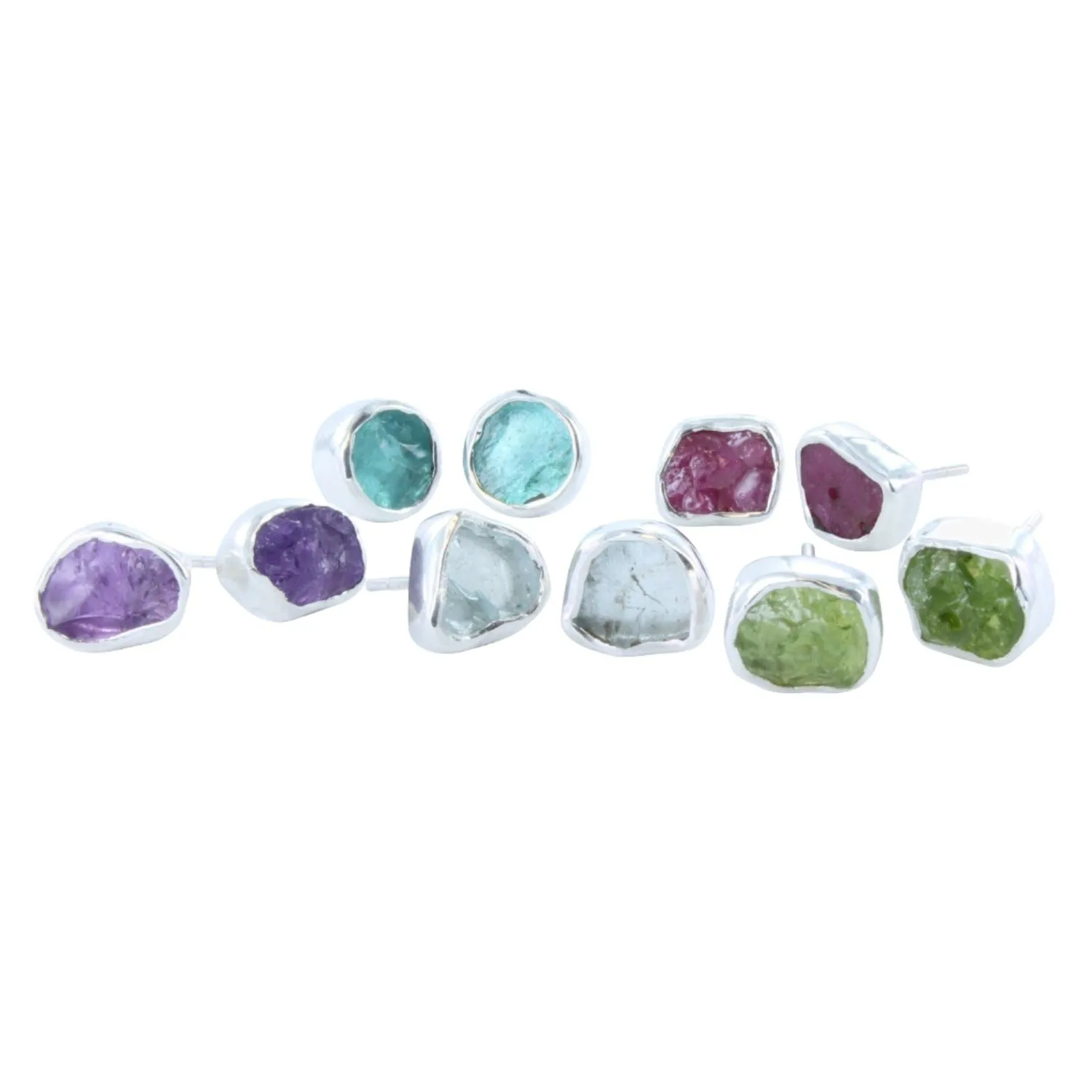 Rough Stone Stud Earrings in Sterling Silver