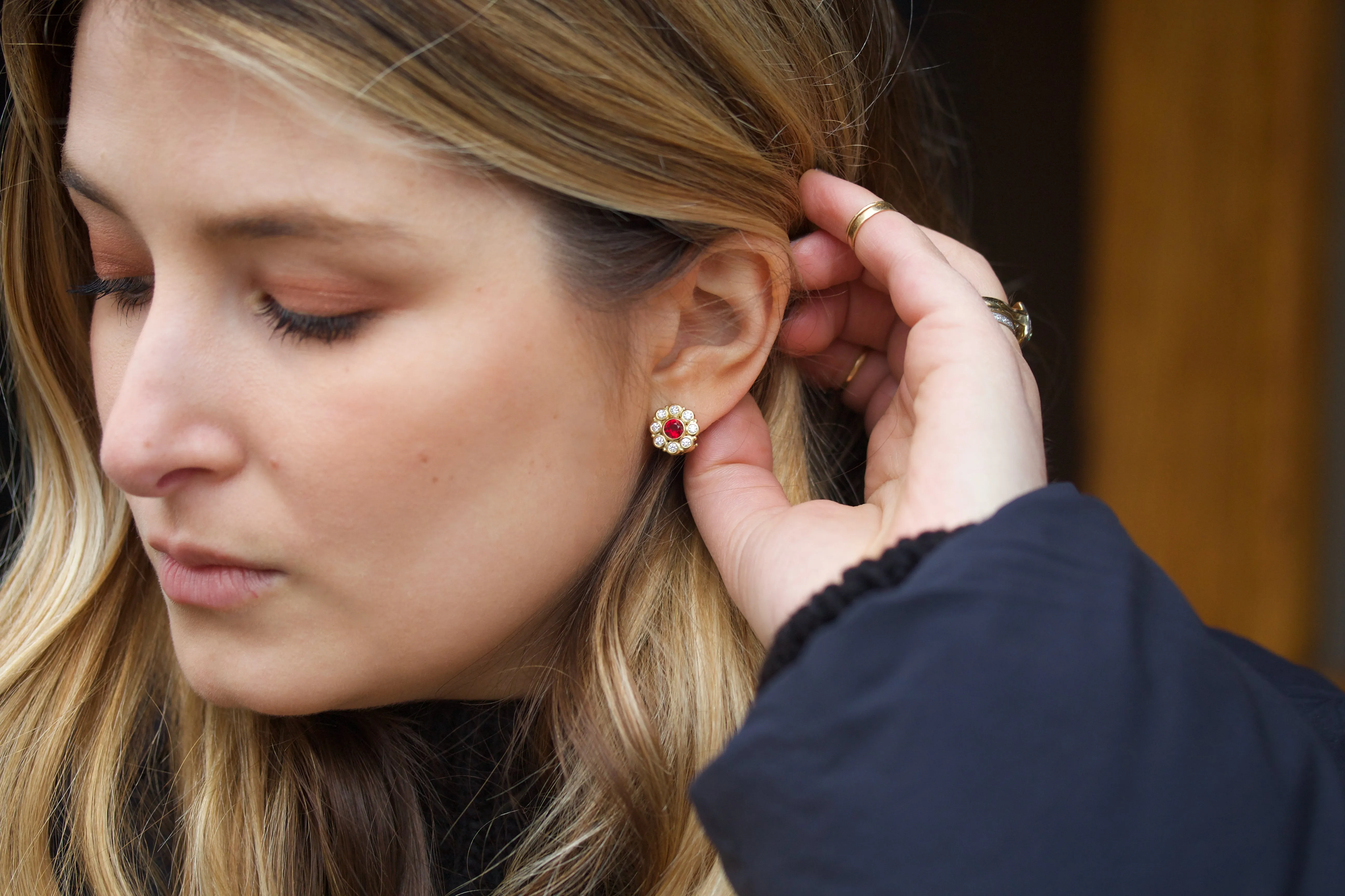 Ruby & Diamond Studs
