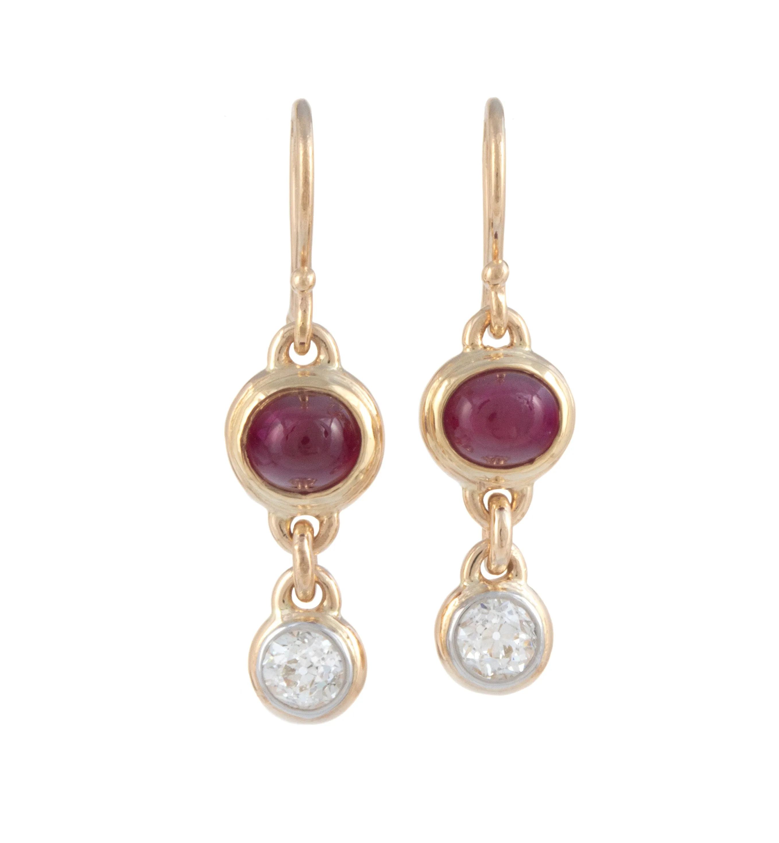 Ruby & European Cut Diamond Earrings