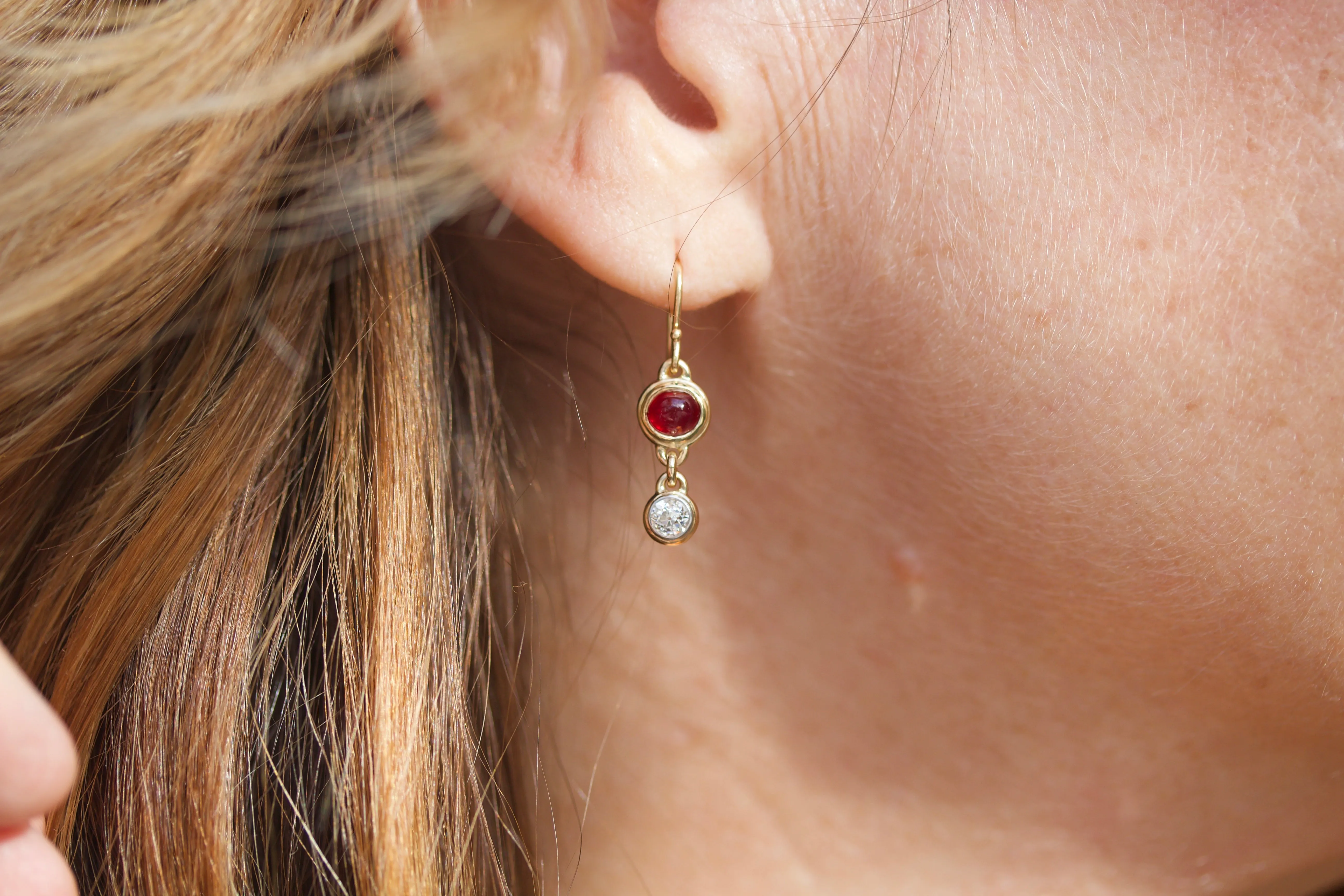 Ruby & European Cut Diamond Earrings