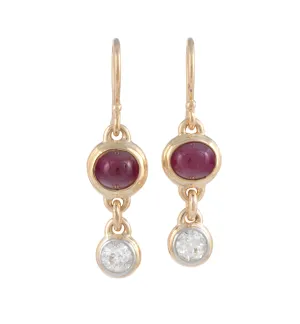 Ruby & European Cut Diamond Earrings