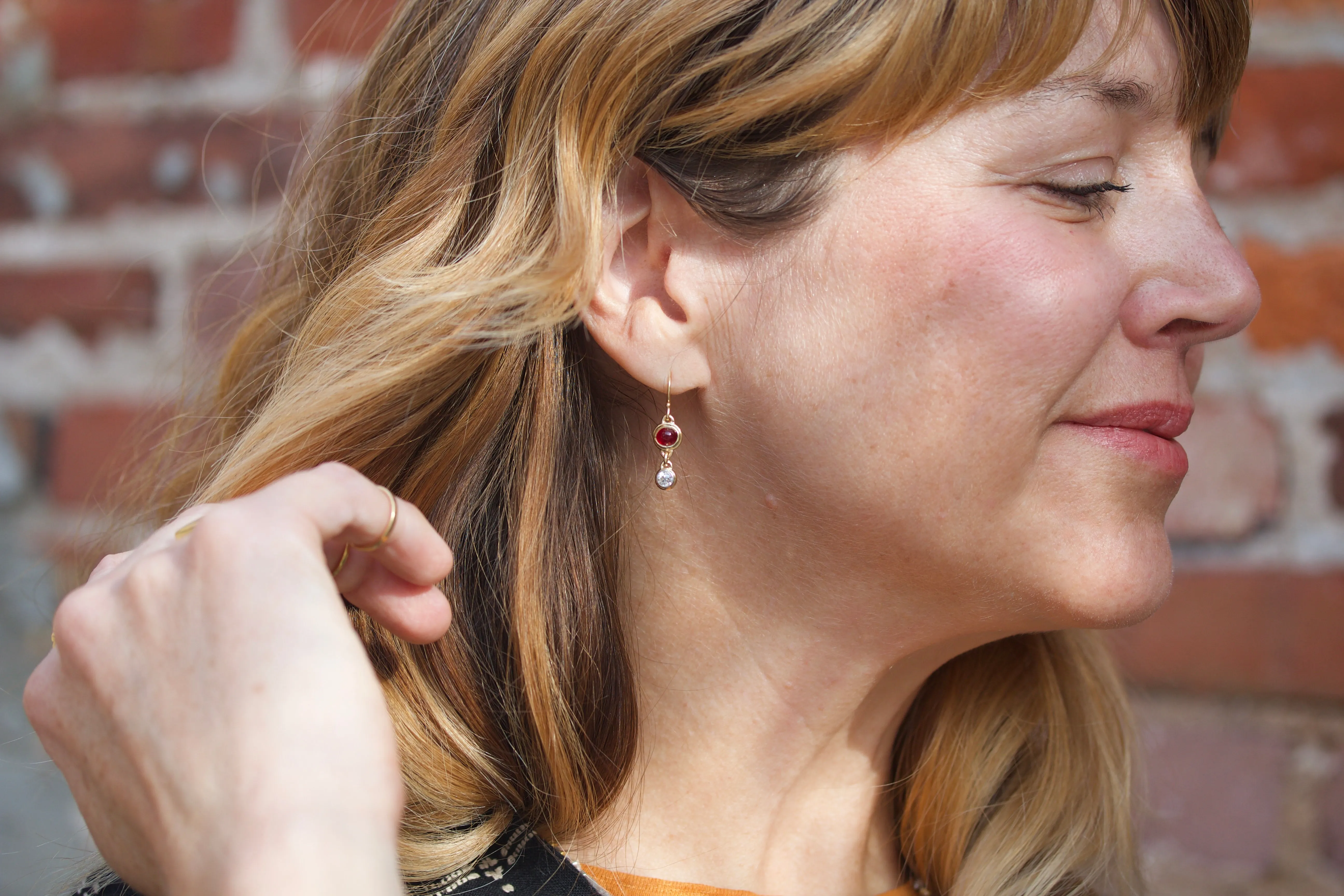 Ruby & European Cut Diamond Earrings