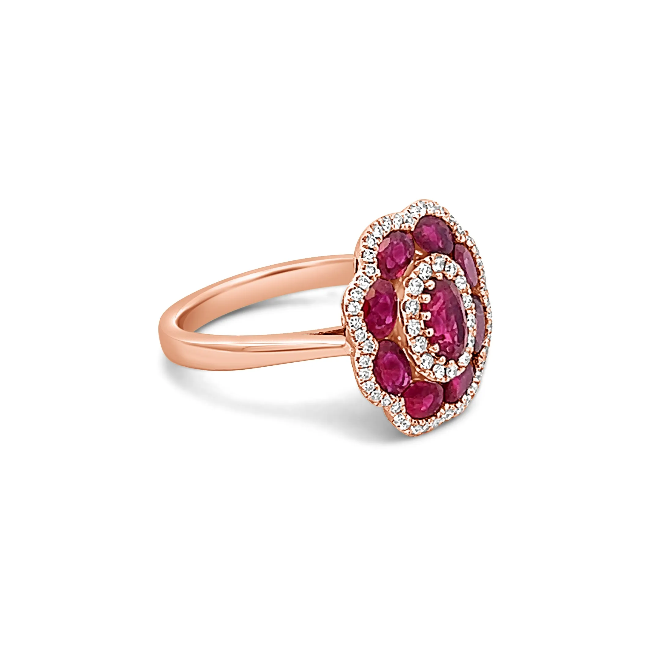Ruby and Diamond Flower Ring