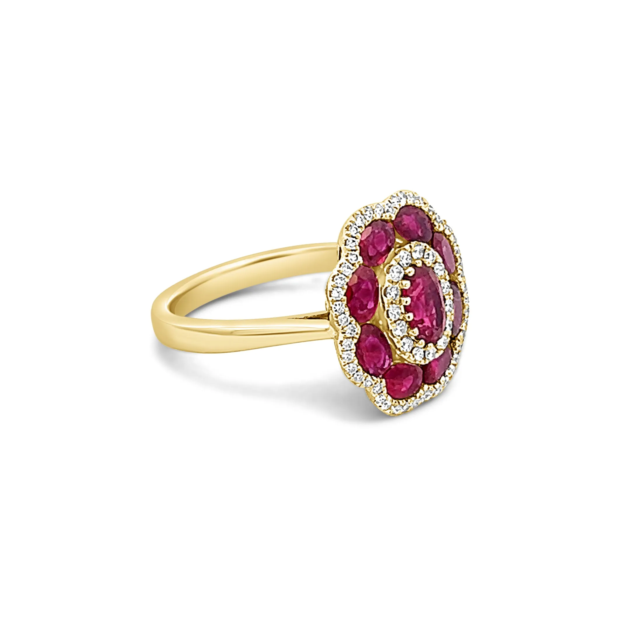 Ruby and Diamond Flower Ring