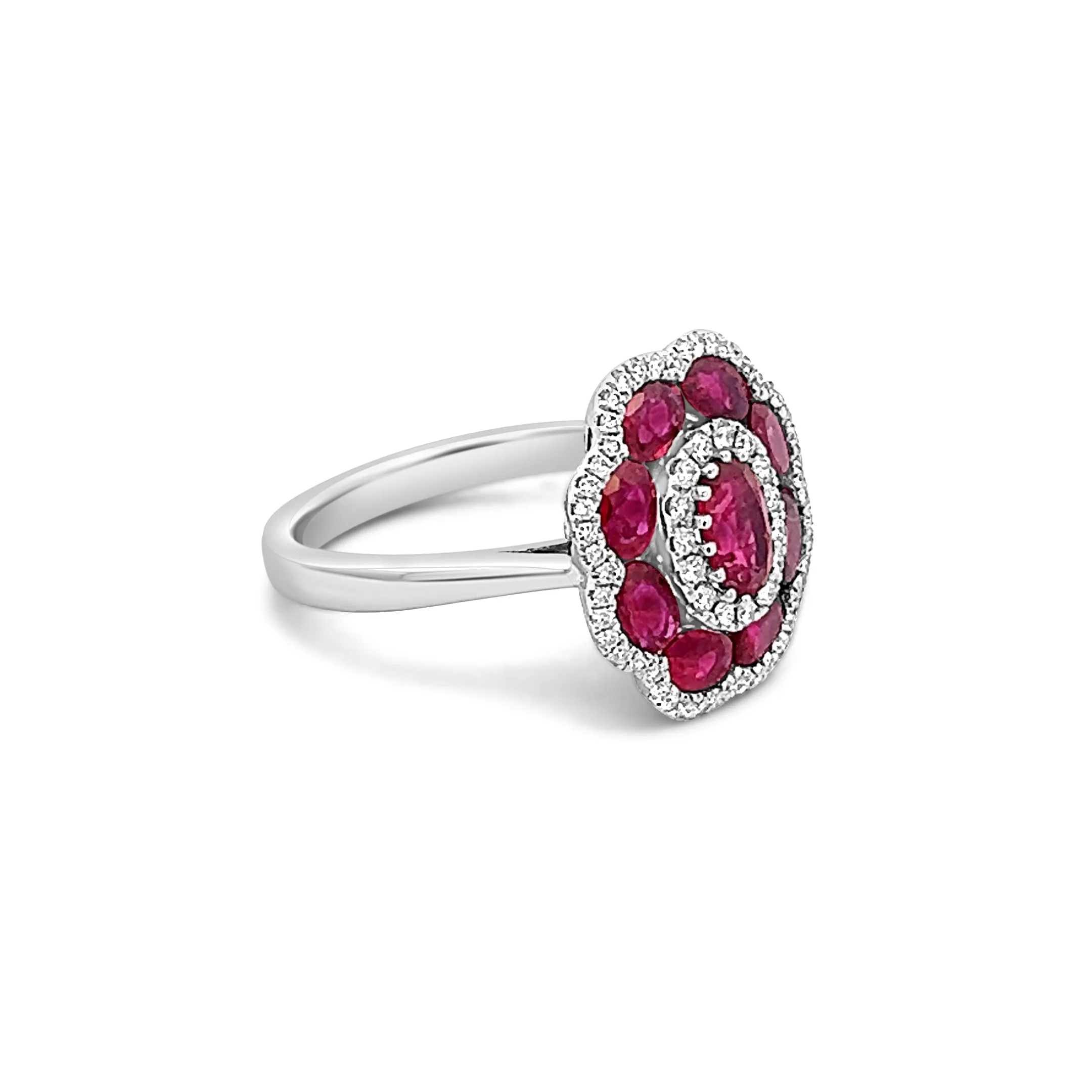 Ruby and Diamond Flower Ring