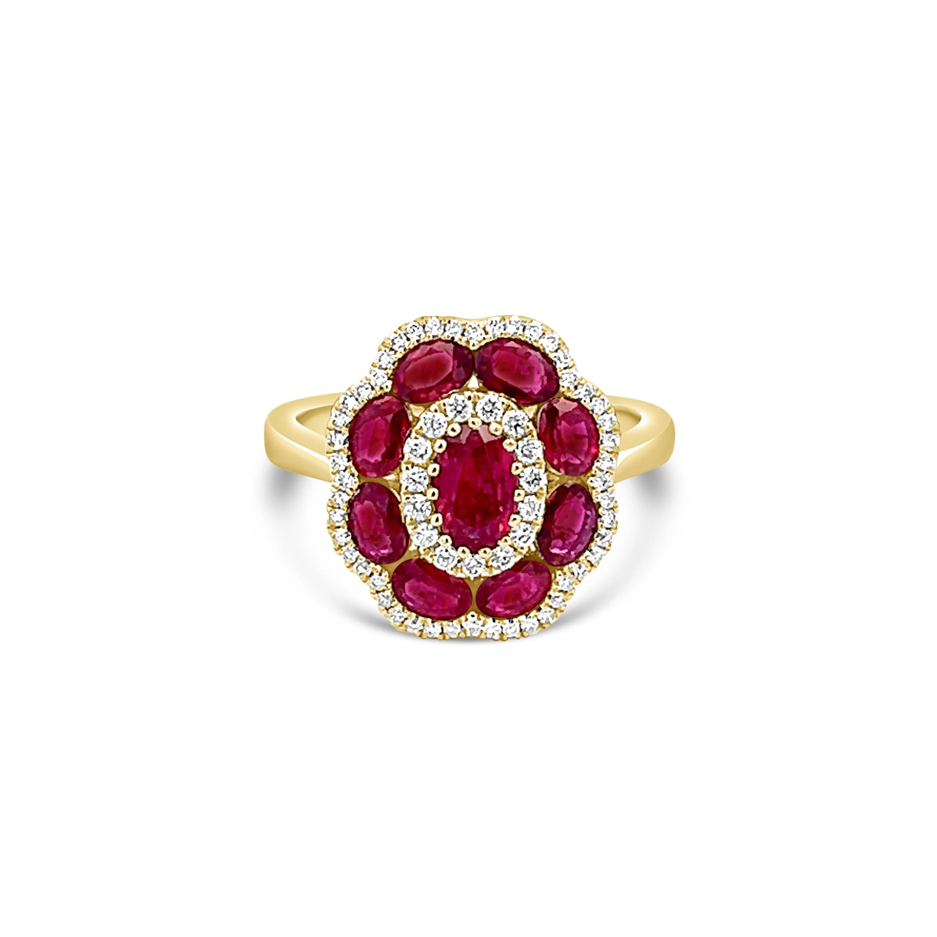 Ruby and Diamond Flower Ring