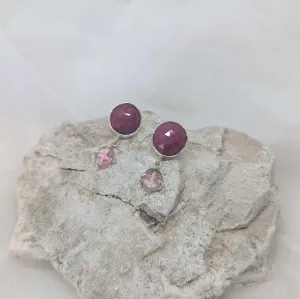 Ruby and watermelon tourmaline earrings