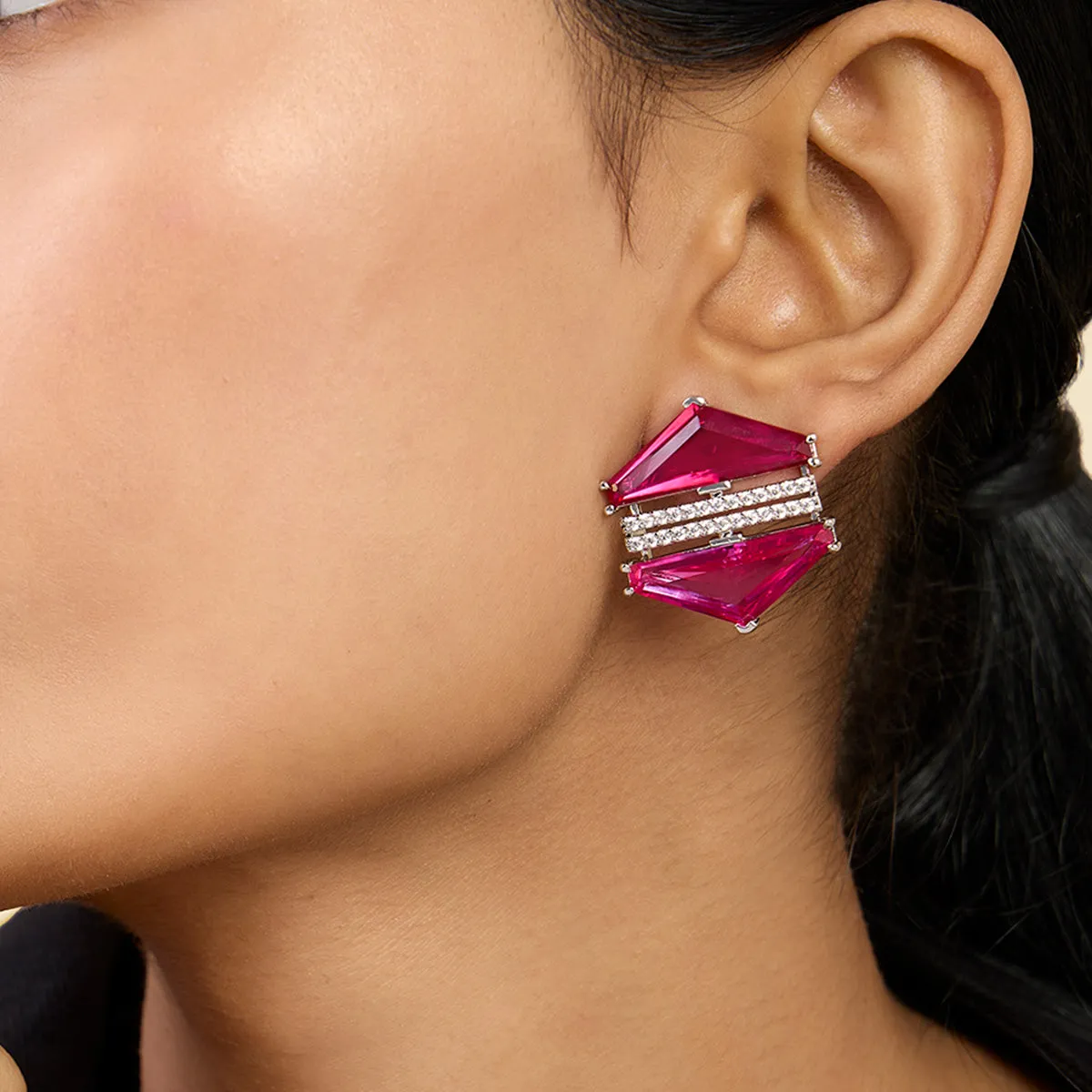 Ruby Corumdum & Pink Tourmaline Earrings