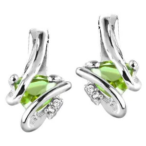 Silver Diamond And Peridot Earrings