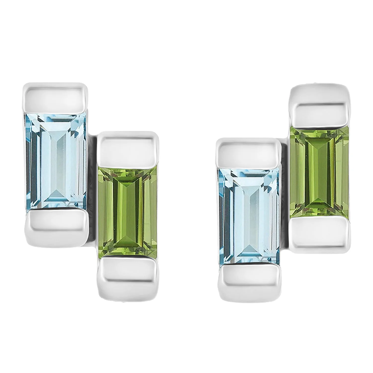 Silver Studs Blue Topaz And Peridot Anais