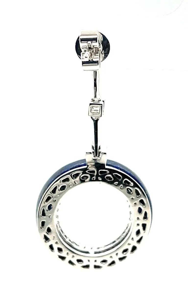 Sodalite and Diamond White Gold Art Deco Style Dangle Earrings
