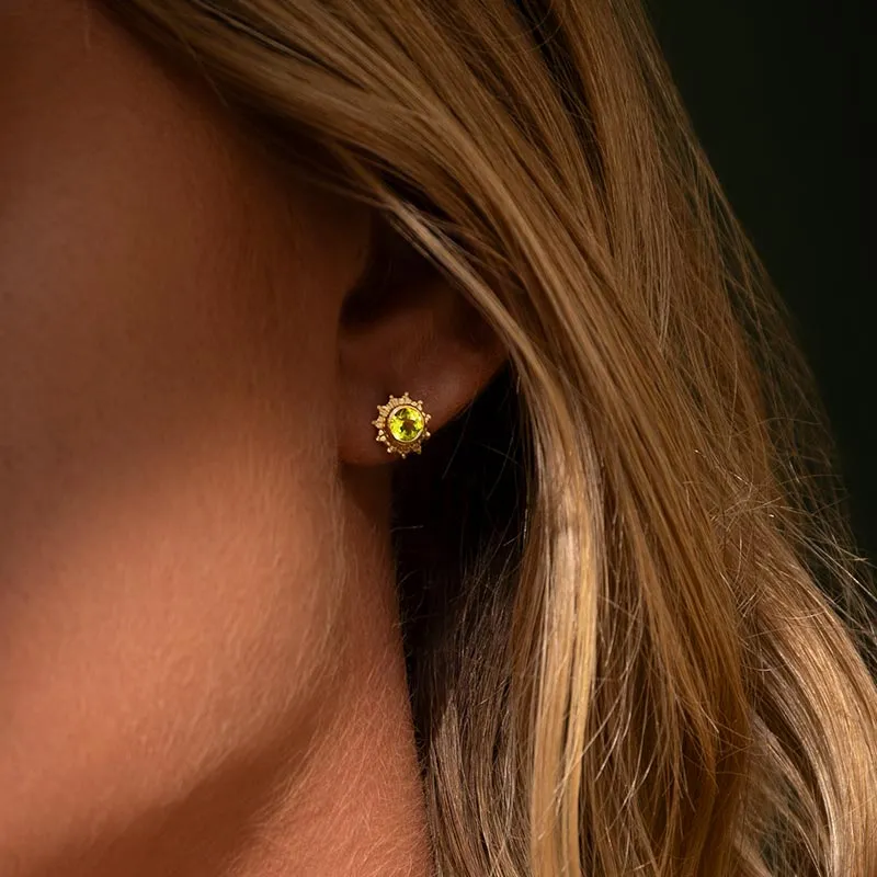 Soleil Stud, Peridot, Gold