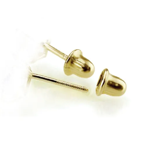 Solid 14K Gold Round Birthstone Stud Cartilage Earrings, 3mm to 6mm