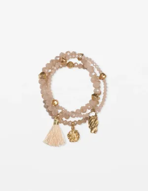 Stella   Gemma Set of 3 Rose Quartz Bead Bracelet