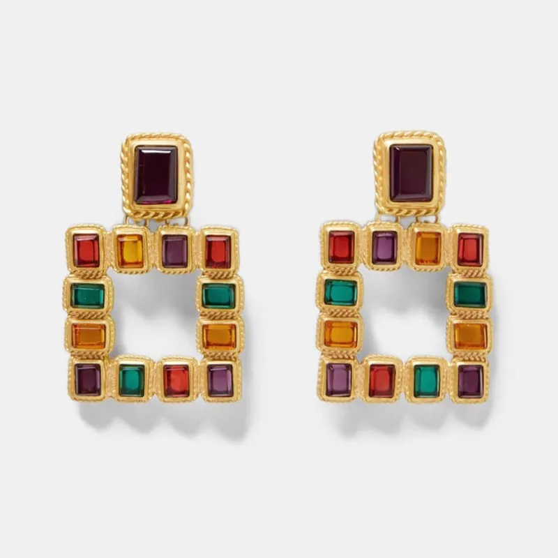 Stella Square Jewel Drop Earrings