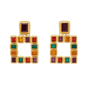 Stella Square Jewel Drop Earrings