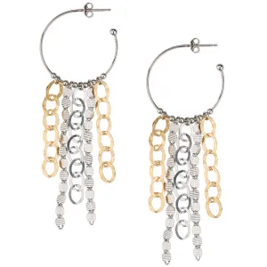 Sterling Silver and Rose Gold Vermail Hoop Earrings with Multiple Strands
