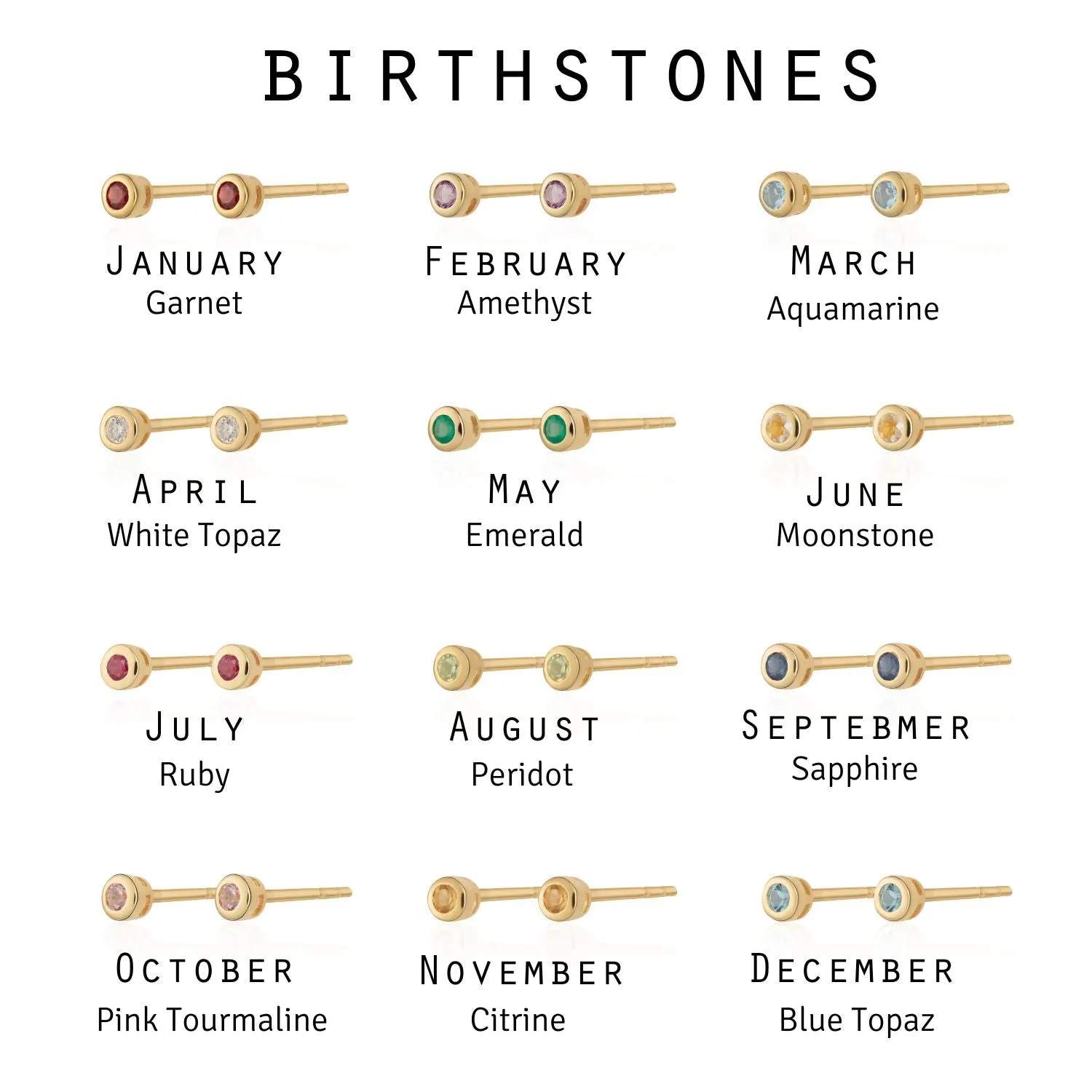 Teeny Tiny August Birthstone Stud Earrings - Gold/Peridot - SPSEGBSPER