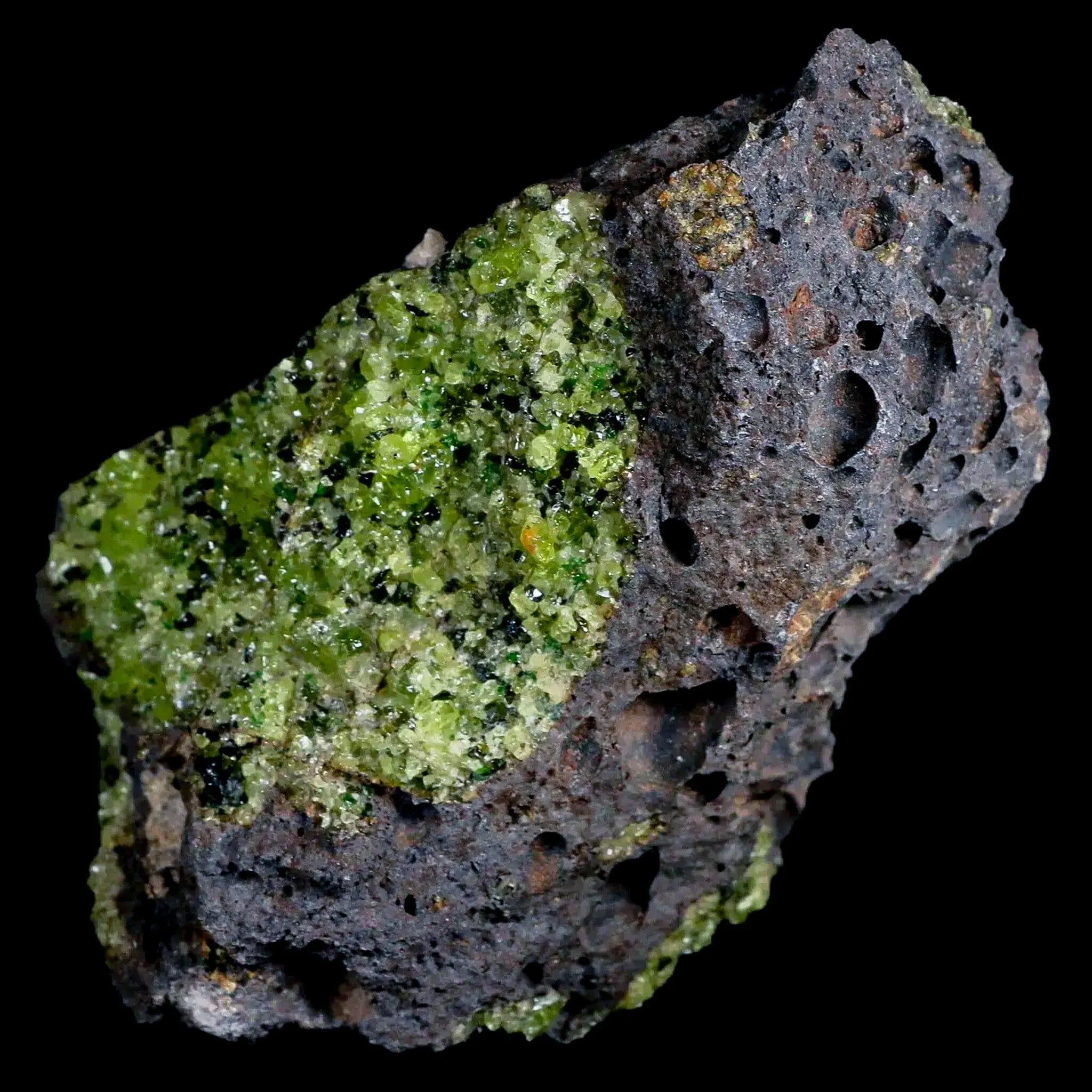 XL 4.3" Emerald Peridot Crystals, Chrome Diopside And Spinel On Volcanic Rock Gila, AZ